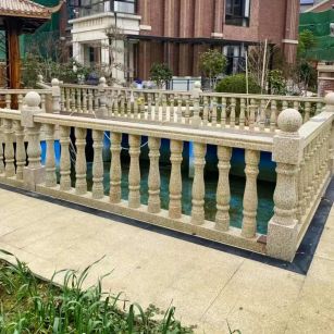 衢州黄金麻花岗岩石材栏杆，扶手，将军柱，花瓶柱