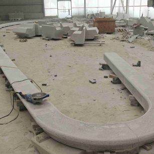 衢州 芝麻白花岗岩弧形花坛石，坐凳石