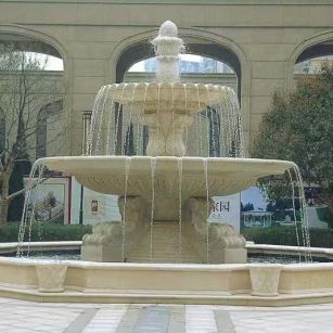 衢州 黄金麻花岗岩异型加工——户外庭院石雕流水喷泉