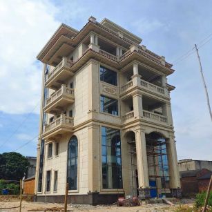 衢州 黄金麻花岗岩石材别墅外墙干挂搭配（雕花栏杆花瓶柱门楼罗马柱）