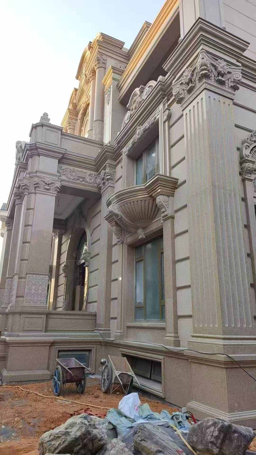 衢州 黄金麻花岗岩光面别墅外墙干挂施工完成