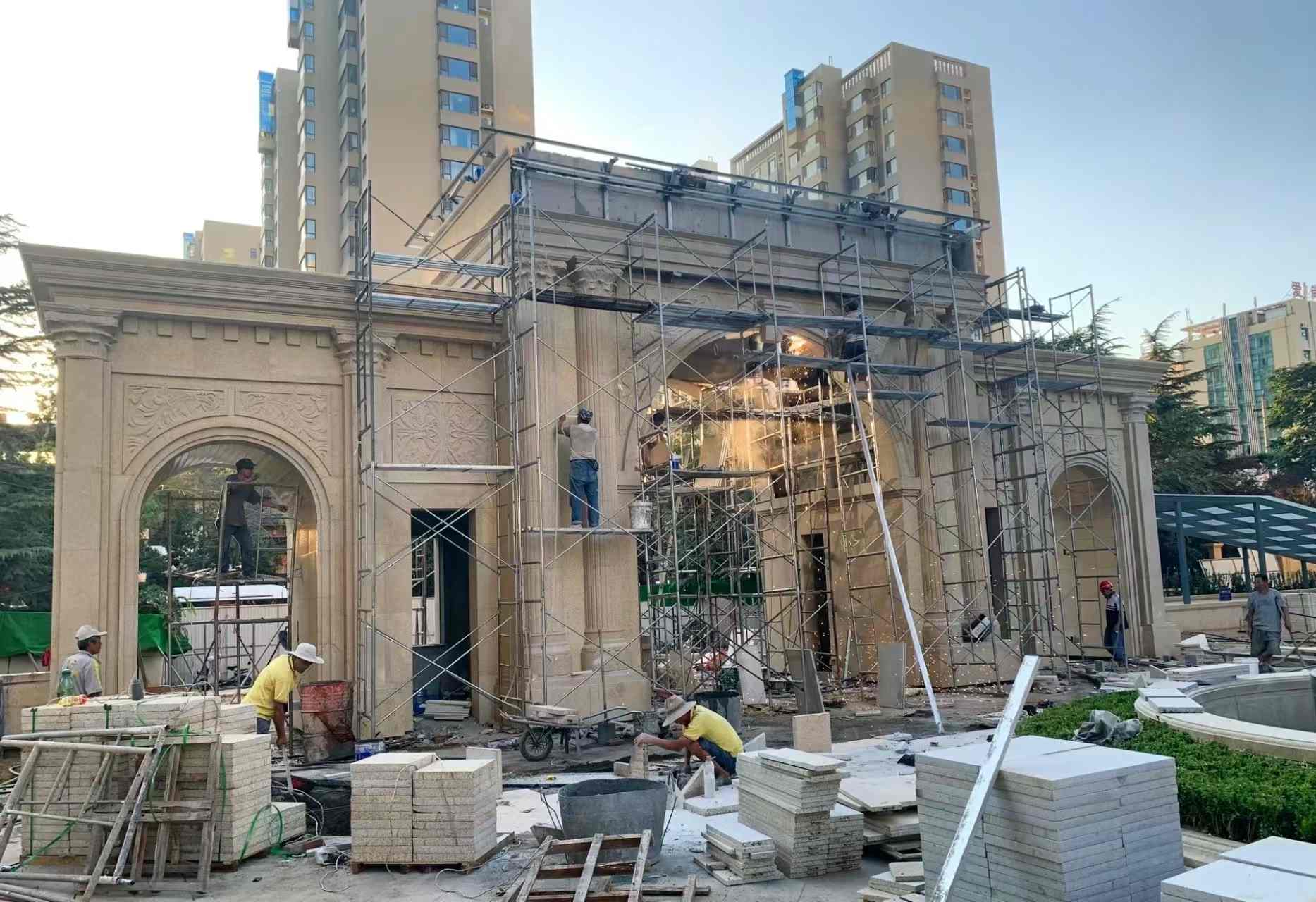 衢州 黄金麻荔枝面花岗岩小区门楼外墙干挂