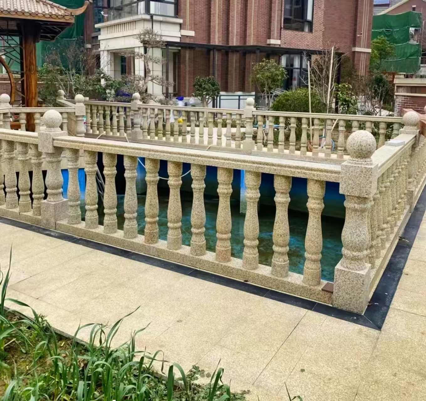 衢州黄金麻花岗岩石材栏杆，扶手，将军柱，花瓶柱